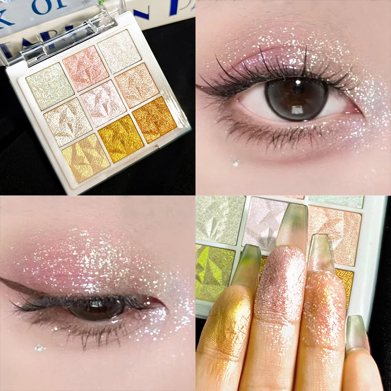 9 Color Snowflake Glitter Eyeshadow Palette Metallic Shimmer Sparkle Christmas Party Eye Makeup
