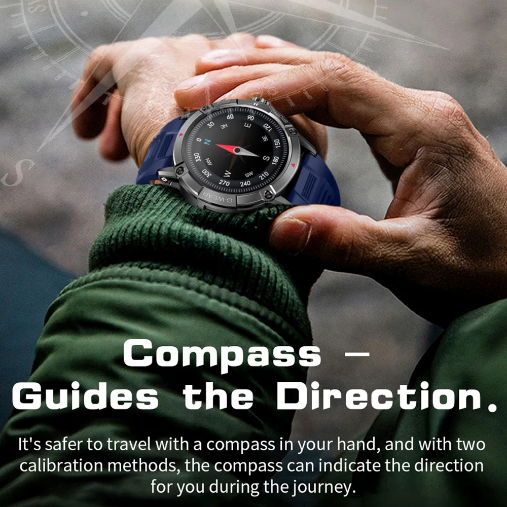 Relógio inteligente para homens, esportes ao ar livre, chamada de dente azul, pulseira de monitoramento de saúde, bateria 400mAh, impermeável 2023 Smartwatch, novo