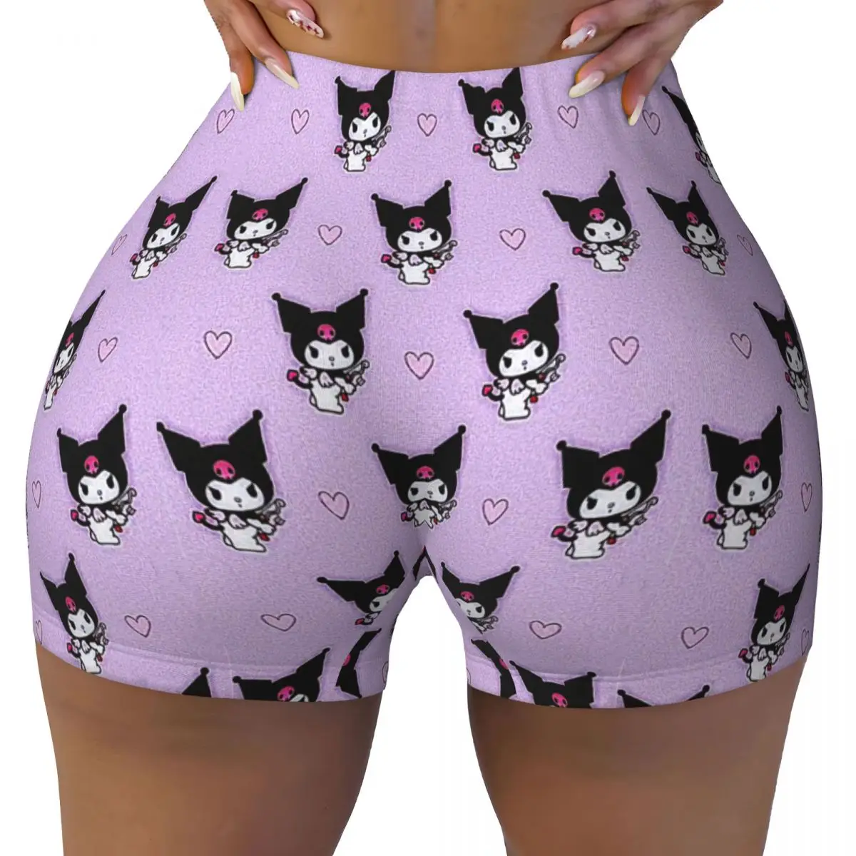

Custom Cute Kuromi Anime Gym Volleyball Biker Shorts Women Workout Yoga Shorts