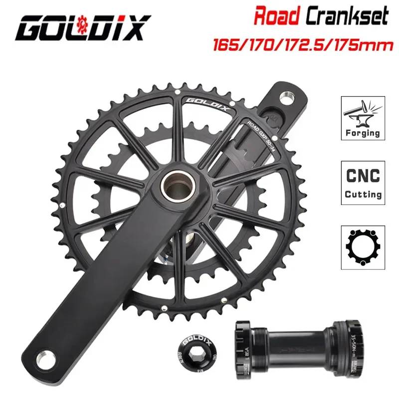 

GOLDIX CNC ROAD Crankset for Bicycle Crankset Bottom Bracket ROAD Crank 165/170/175mm Chainring Crown 50-34T 53-39T