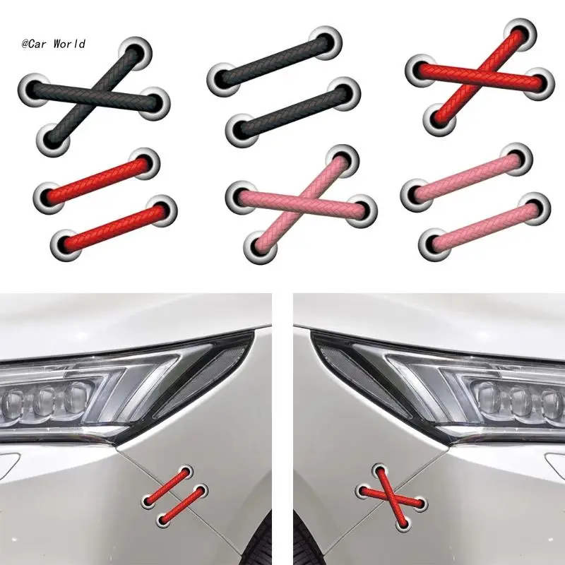 6XDB Shoelaces Car Sticker for Creative Car Body Bumper Trunk Decals Decor Auto Acces