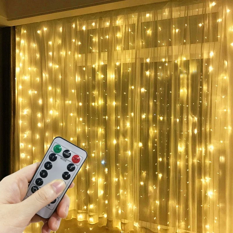 

USB Curtain String Lights 8 Modes Fairy Light Christmas Tree Garland Lights Holiday Home Bedroom Wedding Christmas Decor