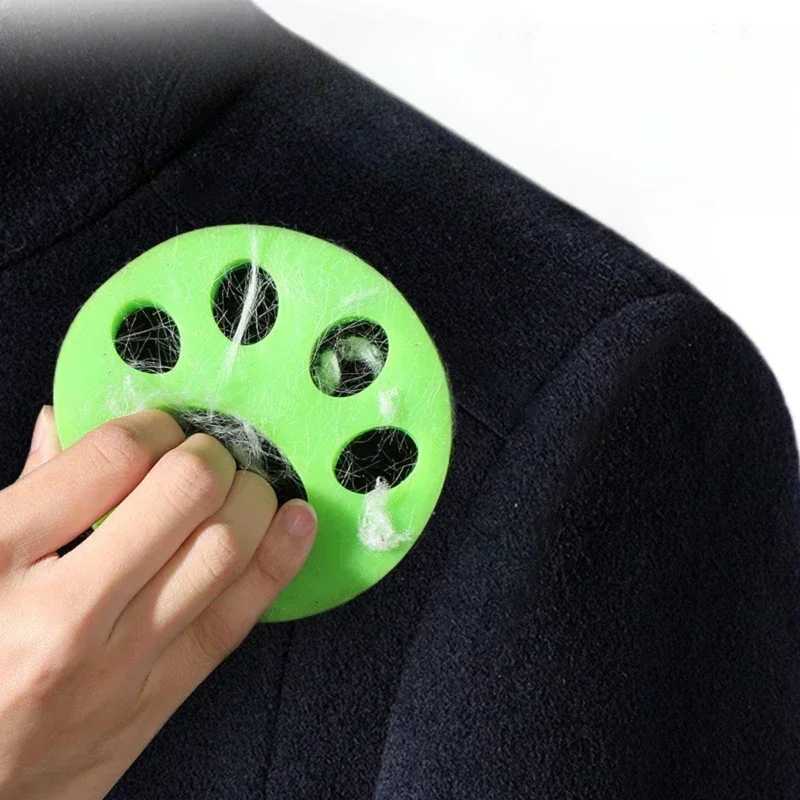 Silikon-Haarentferner, wiederverwendbar, Tierhaar-Fusselfänger-Pad mit Pfotenabdruck-Design für Kleidung, Waschmaschine, dünn, grün, rund