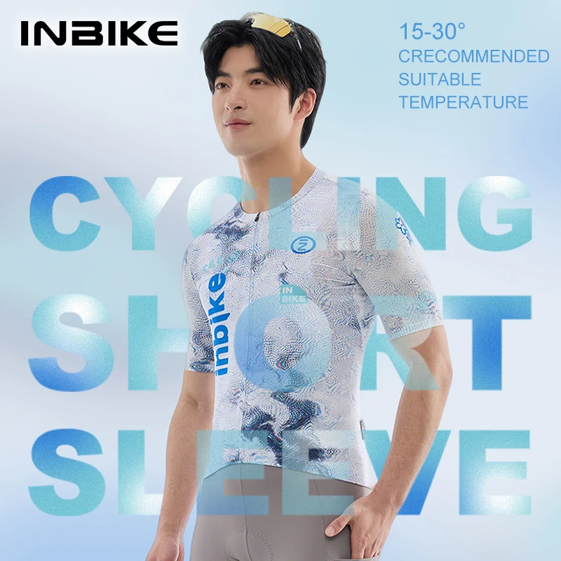 

Летняя профессиональная велосипедная майка INBIKE для мужчин с коротким рукавом, влагоотводящая, для активного отдыха, с полной молнией и карманами.