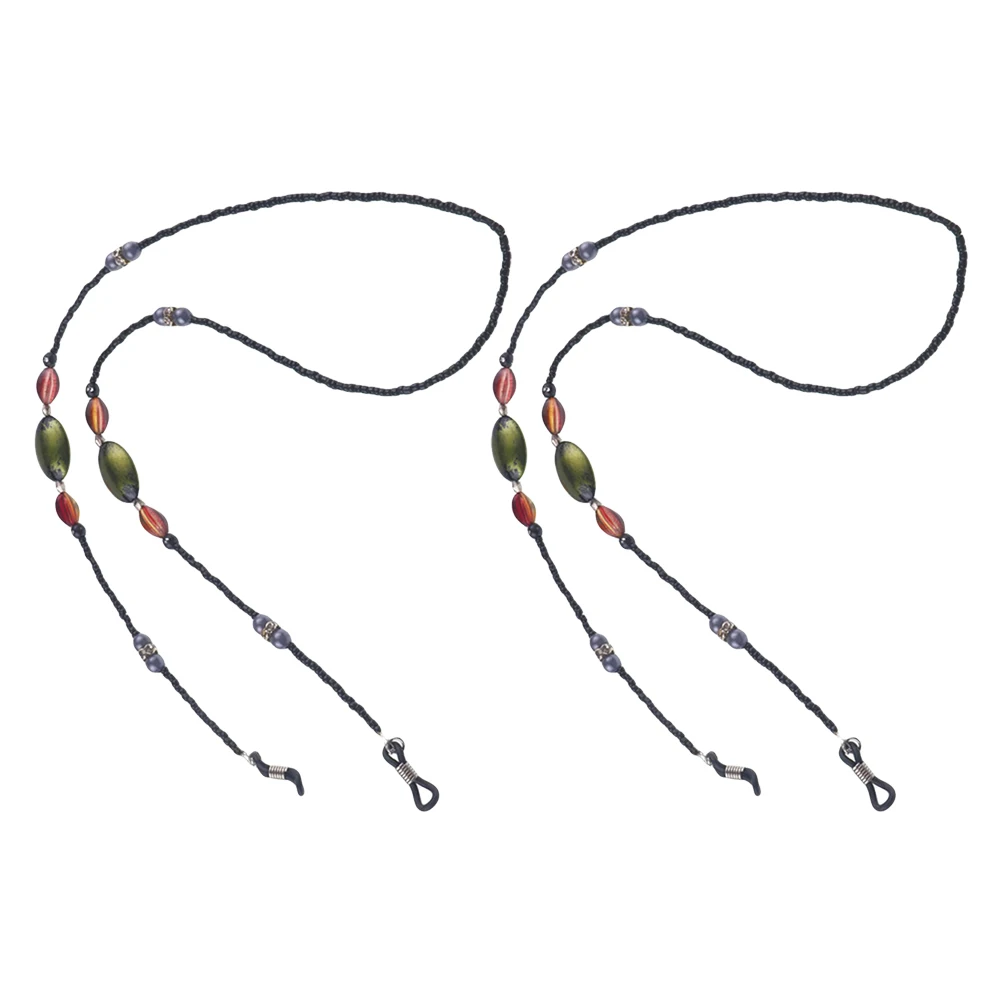 

2 Pcs Beaded Glasses Rope Eyeglass Holder Strap Chains for Women Iron Wire Lightweight Secure Glasses Fashionable Design