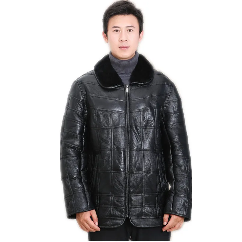 

Winter Men's Natural Sheepskin Fur Coat with hood Man Clothing Warm Real Shearling Jacket