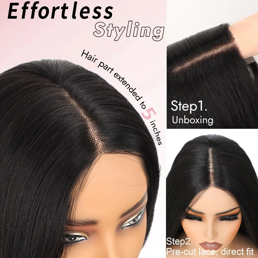 Parrucca sintetica per capelli lisci da 40 pollici marrone Skunk con parte anteriore in pizzo per le donne Parrucche Glueless HD resistenti al calore 13 × 5 × 1 lunghe prepizzicate