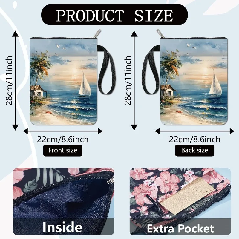 1pc Seaside Scenery Book Sleeve Coconut Tree Book Protector Beach Book Covers for Paperbacks Washable Fabric Cloth