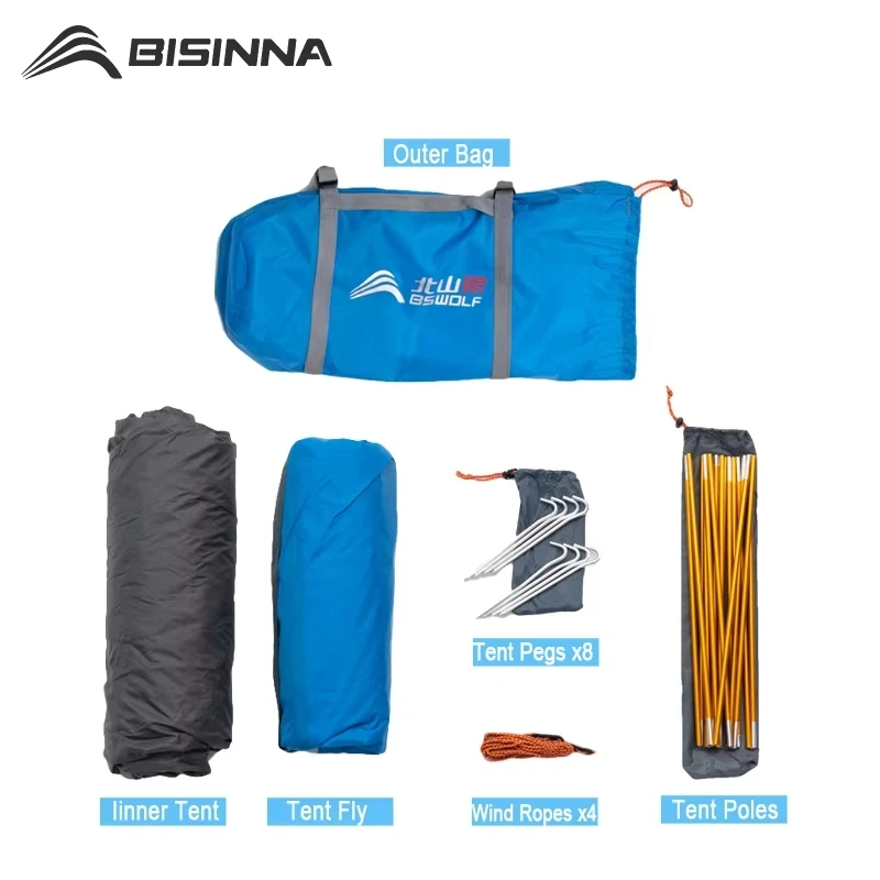 BISINNA Camping Tent 2 Person Aluminum Pole Lightweight Tourist Tent Double Layer Portable Tent for Hiking,Travelling