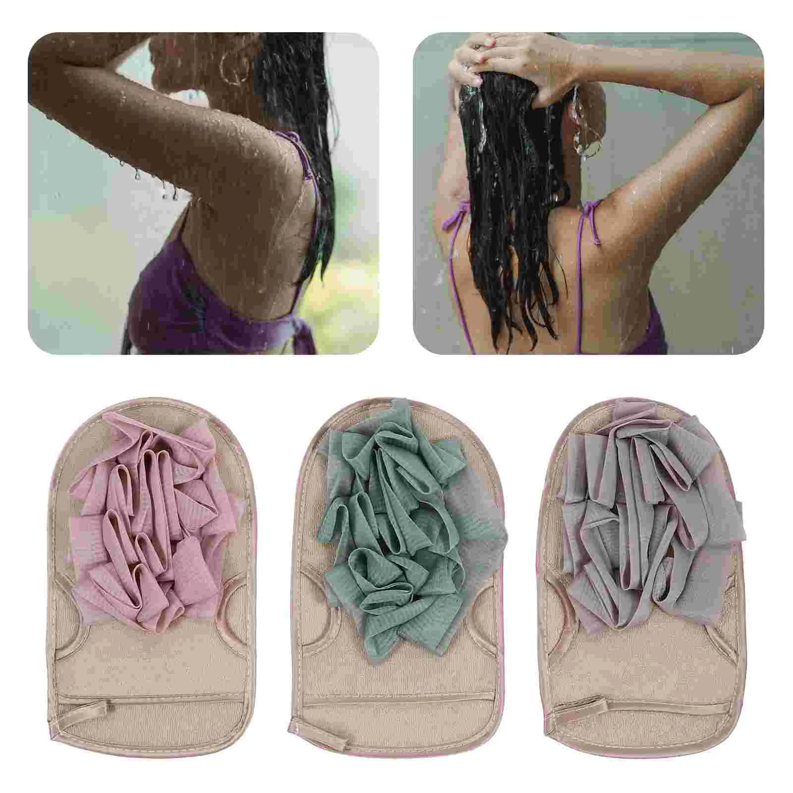 

3 Pcs Bath Gloves Clean Brush Mitts Body Cleaning Sponge Double-Sided Pe Exfoliating Scrub