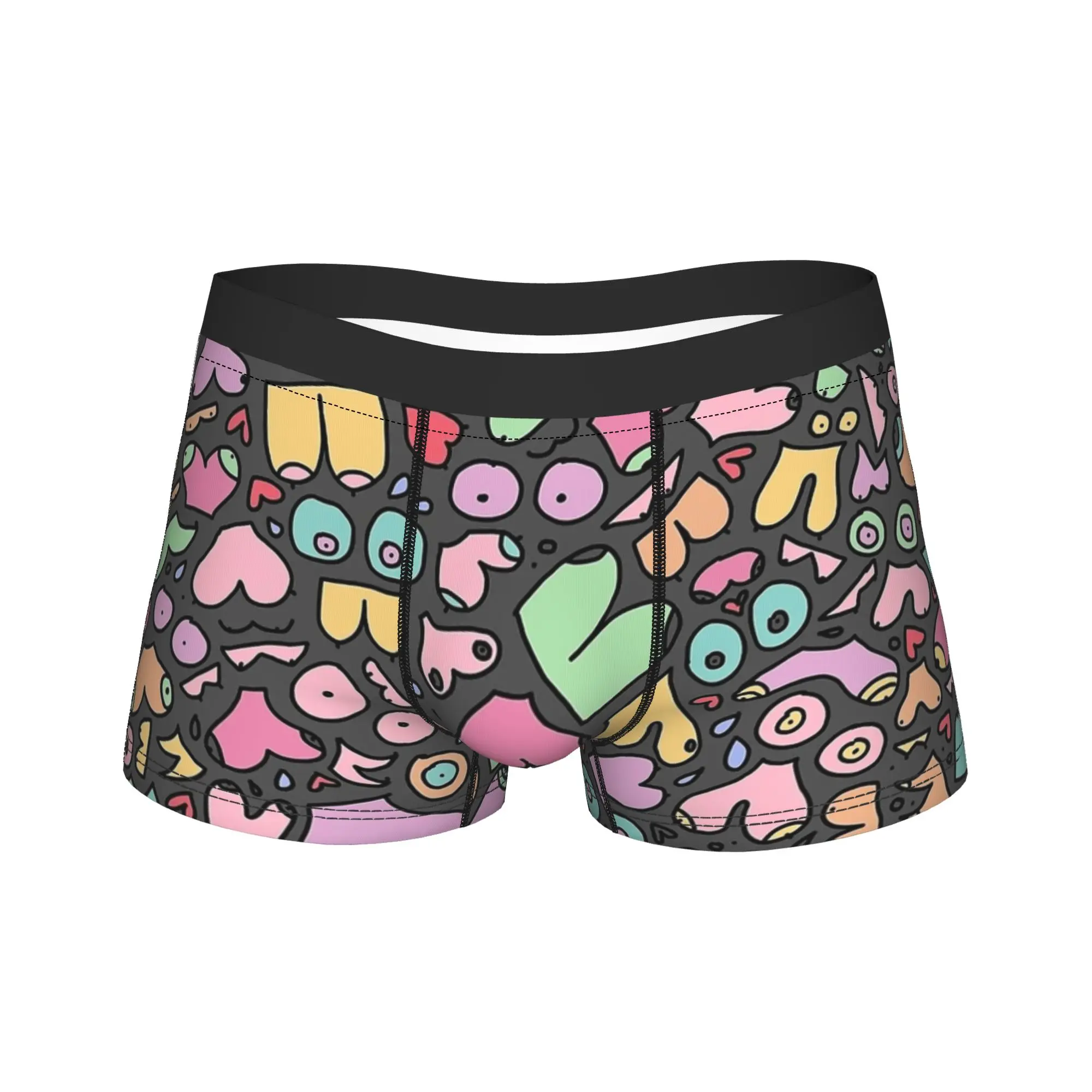 Tit land Boobs Print Underwear  Elastic Underpants Design Boxer Brief For Male 3D Pouch Oversize Boxershorts