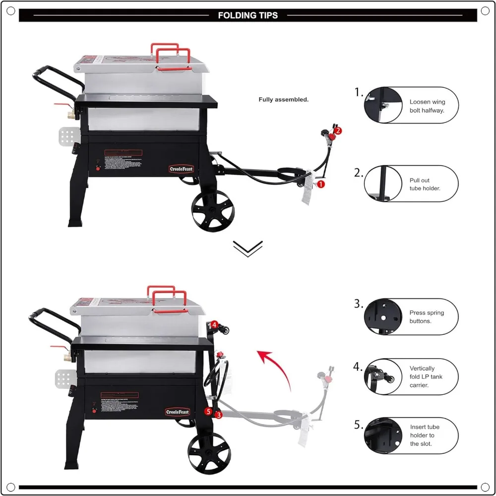 Cfb1001a 90 qt. Fogão a Gás Propano para Lrawfish Seafood, Único Sack Fogão, Fogão a Gás ao Ar Livre, 10-psi Regulador e Dobrável