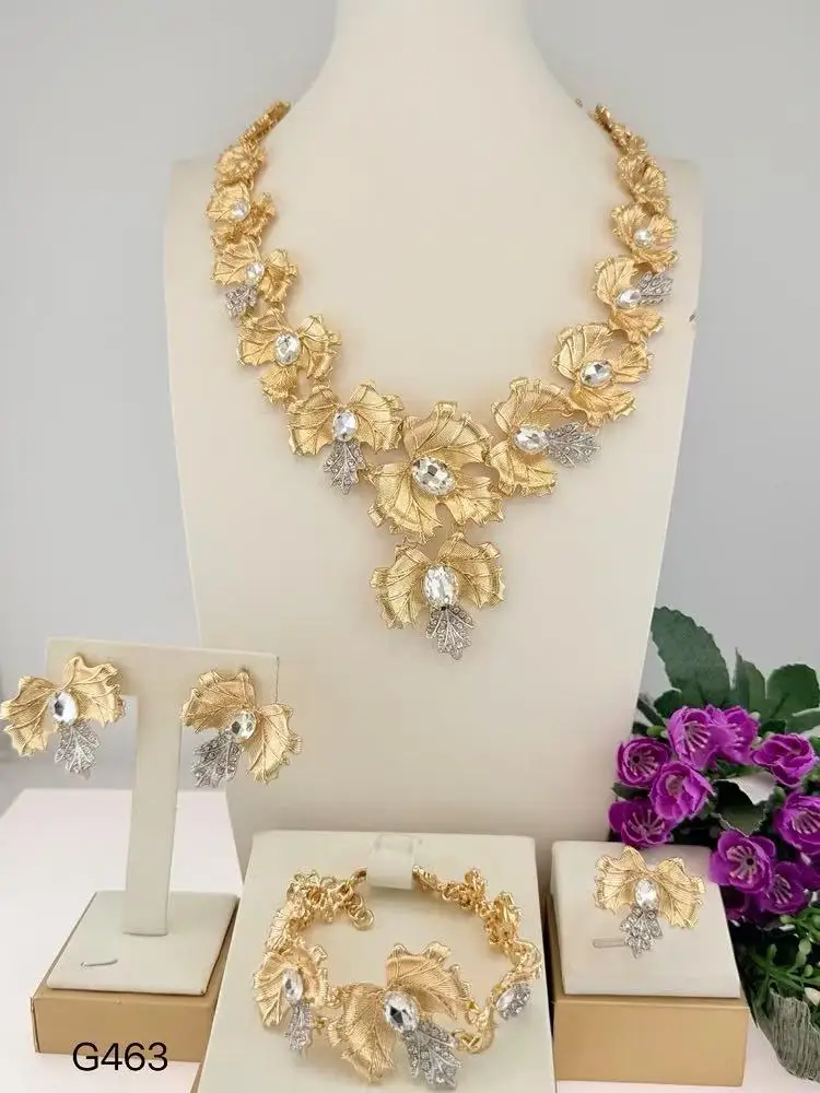 Stunning Flower Shape Italian Jewelry with Colorful Rhinestones llaveros Collar Pulseras pin Pendient tentacles Anillos 4PC Set