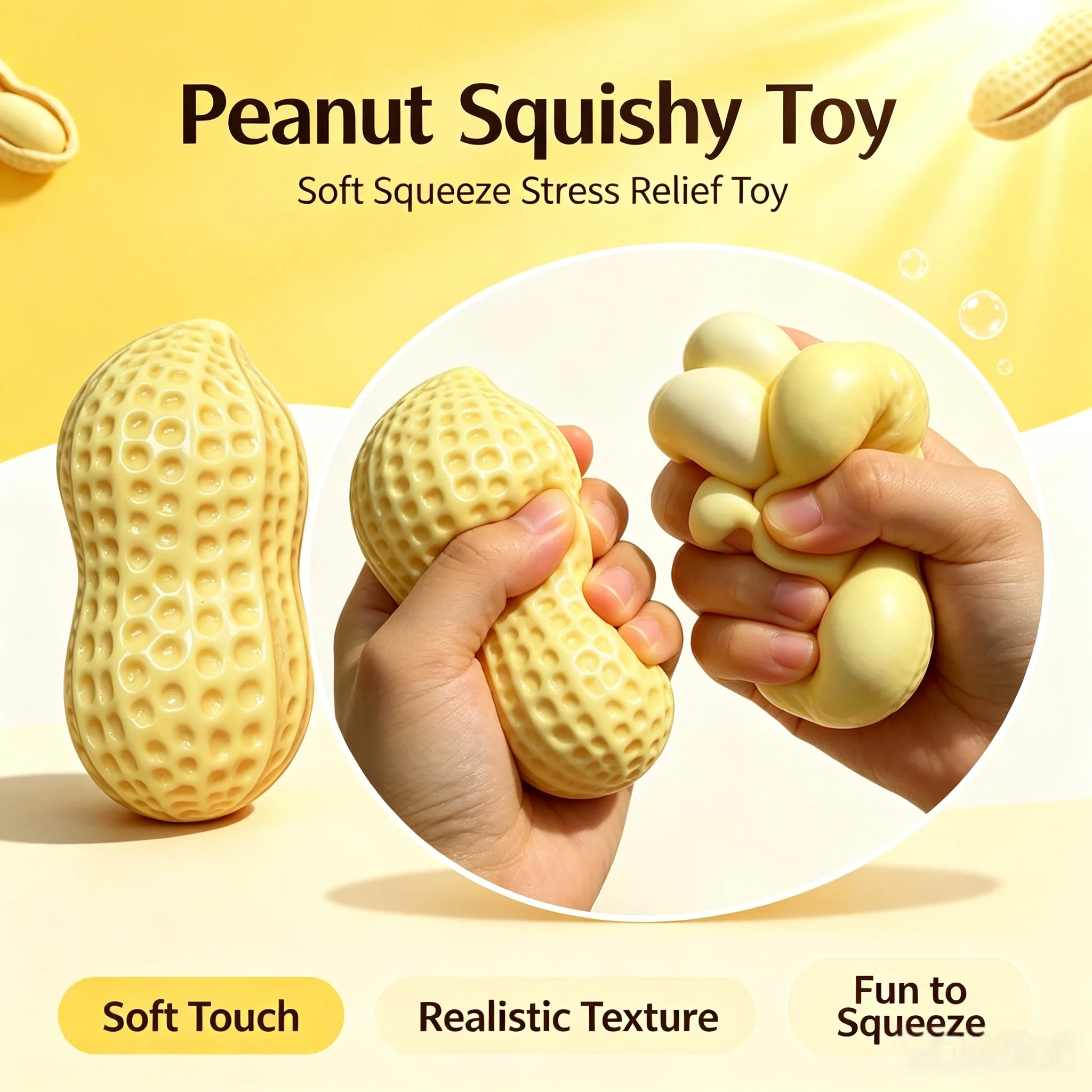 Peanut Squishy Slow Rising Crispy Texture Stress Relief Sensory Toy Desk Gadget Anxiety Relief Relaxation Party Gift For Adult