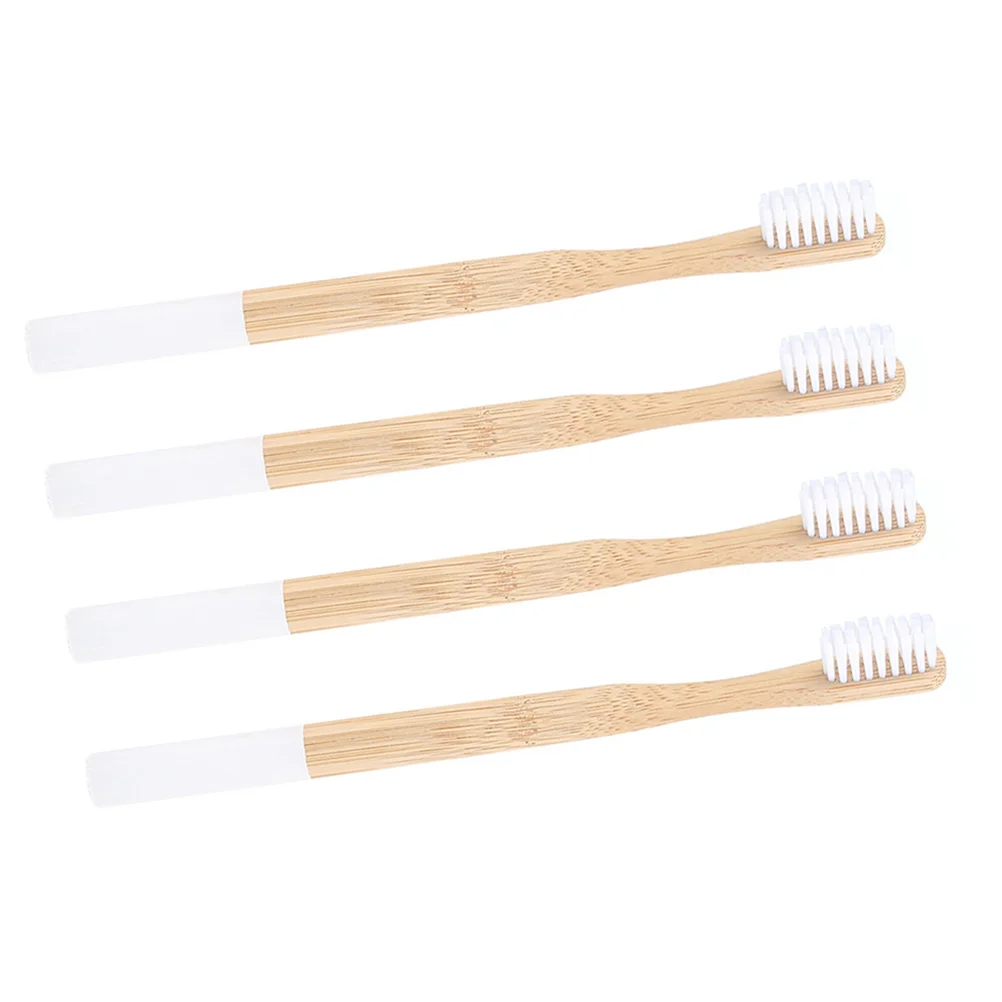 4pcs Biodegradable Bamboo Toothbrush Eco Friendly Toothbrushes for Travel Home Use (White) adults toothbrush