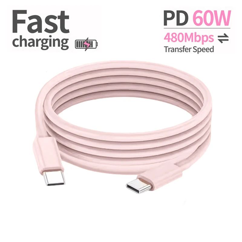 PD 60W Type C to Type C Cable For IPhone 15 16 Fast Charging For Samsung Xiaomi Huawei Type C Data Phone Accessories 1M 2M 3M