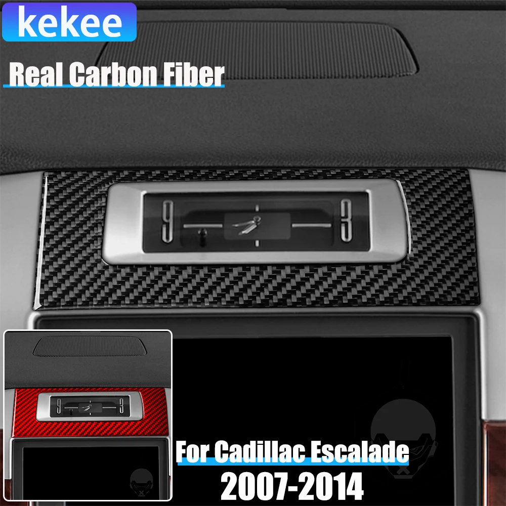 

Real Carbon Fiber Car Accessories Dashboard Clock Trim Decorative Cover Soft Sticker For Cadillac Escalade EXT ESV 2007-2014