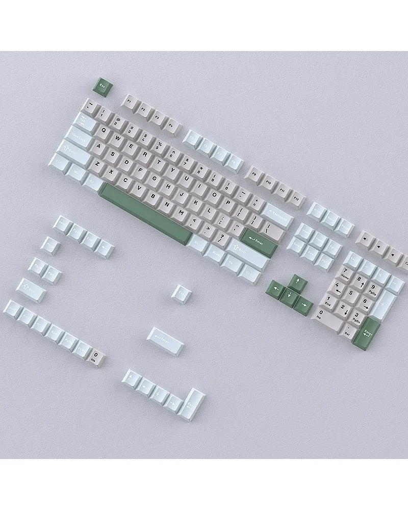 

Light gray green mechanical keyboard keycap Sanpin PBT small full set of customized two-color keycaps