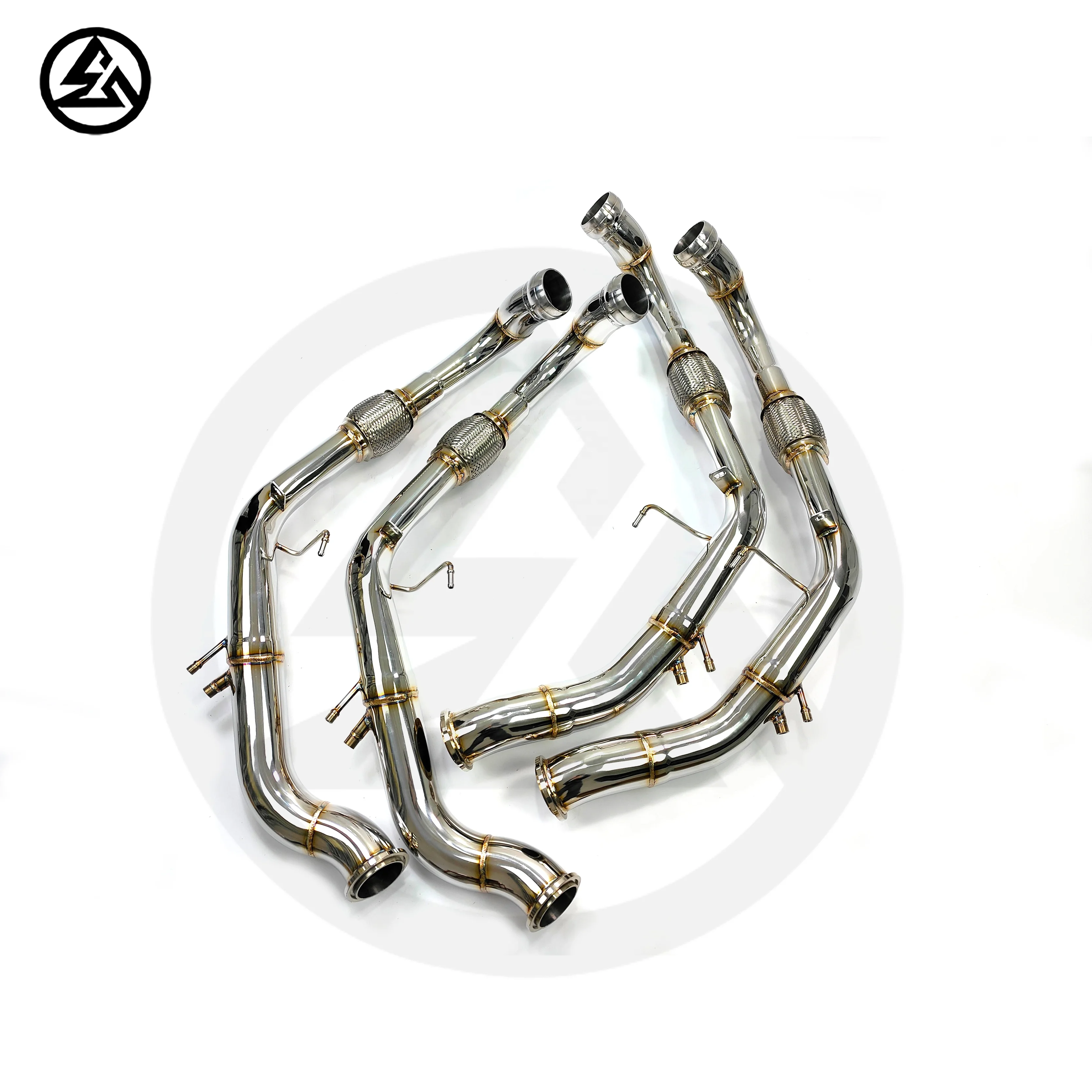 ضبط العادم الأمامي لبورشه باناميرا 971 2.9T 4.0T SS304 الأنابيب الأمامية المصقولة الأنابيب الثانوية المستقيمة