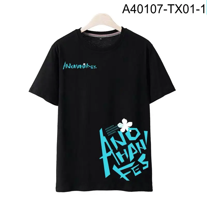 Anohana merma ดอกไม้ที่เราเห็นในวันนั้นเสื้อยืดพิมพ์ภาพฤดูร้อนแฟชั่นแขนแขนสั้นคอกลมเครื่องแต่งกายแนวสตรีทอะนิเมะยอดนิยม