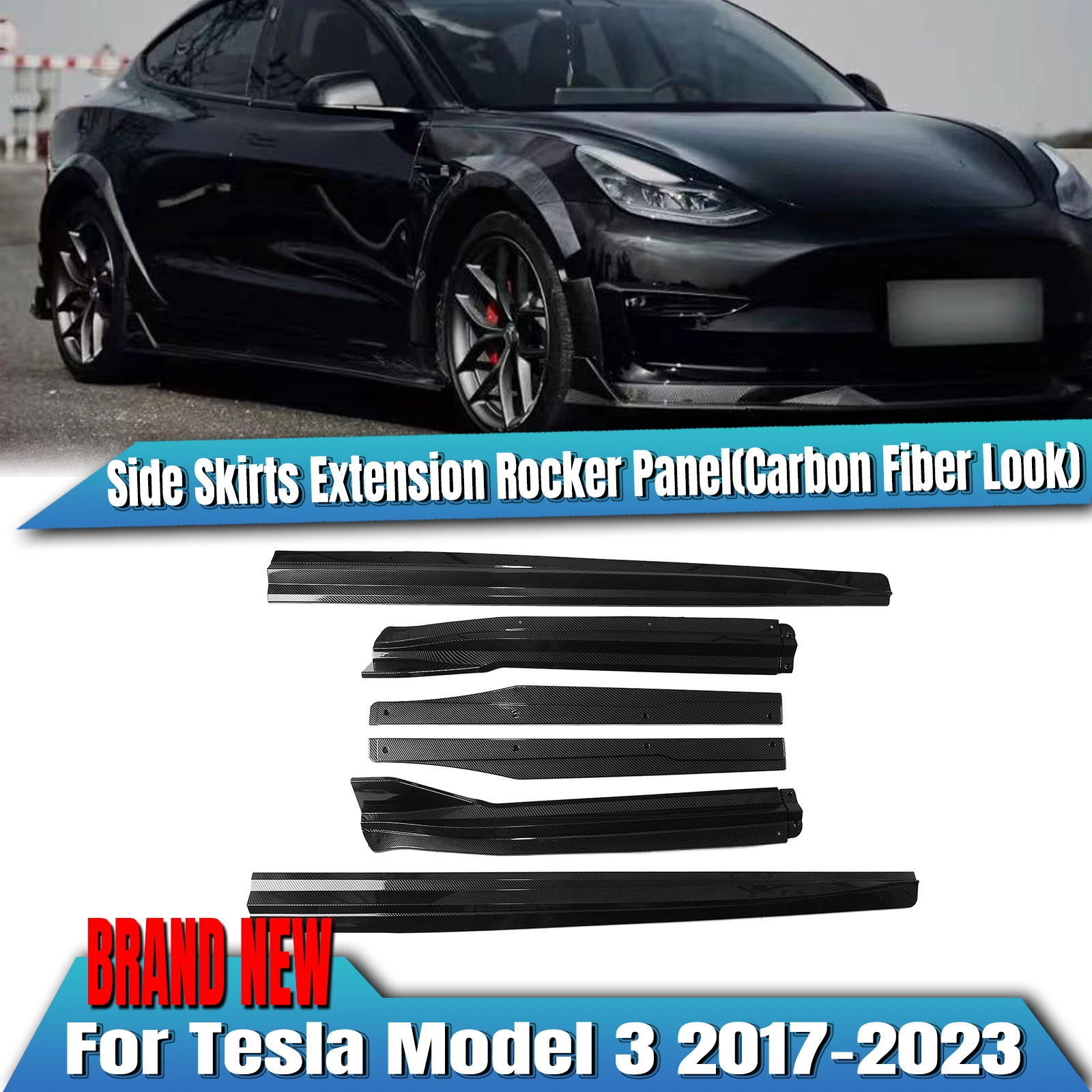 

Car Extension Rocker Side Skirt Splitter Lower Split Guard Bar For Tesla Model 3 2017-2023