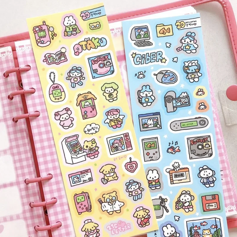 Korean Cartoon Cute Kawaii Graffiti Hand Drawn Rabbit Sticker Hand Account Photo Planner Diary Scrapbook DIY Decorative Stickers