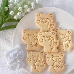 Cute Cartoon Bear Hug Bear Love Heart Cherry Blossom Cookie Pressed Cutter Animal Biscuit Stamp DIY Home Mold For Cakes Pastry