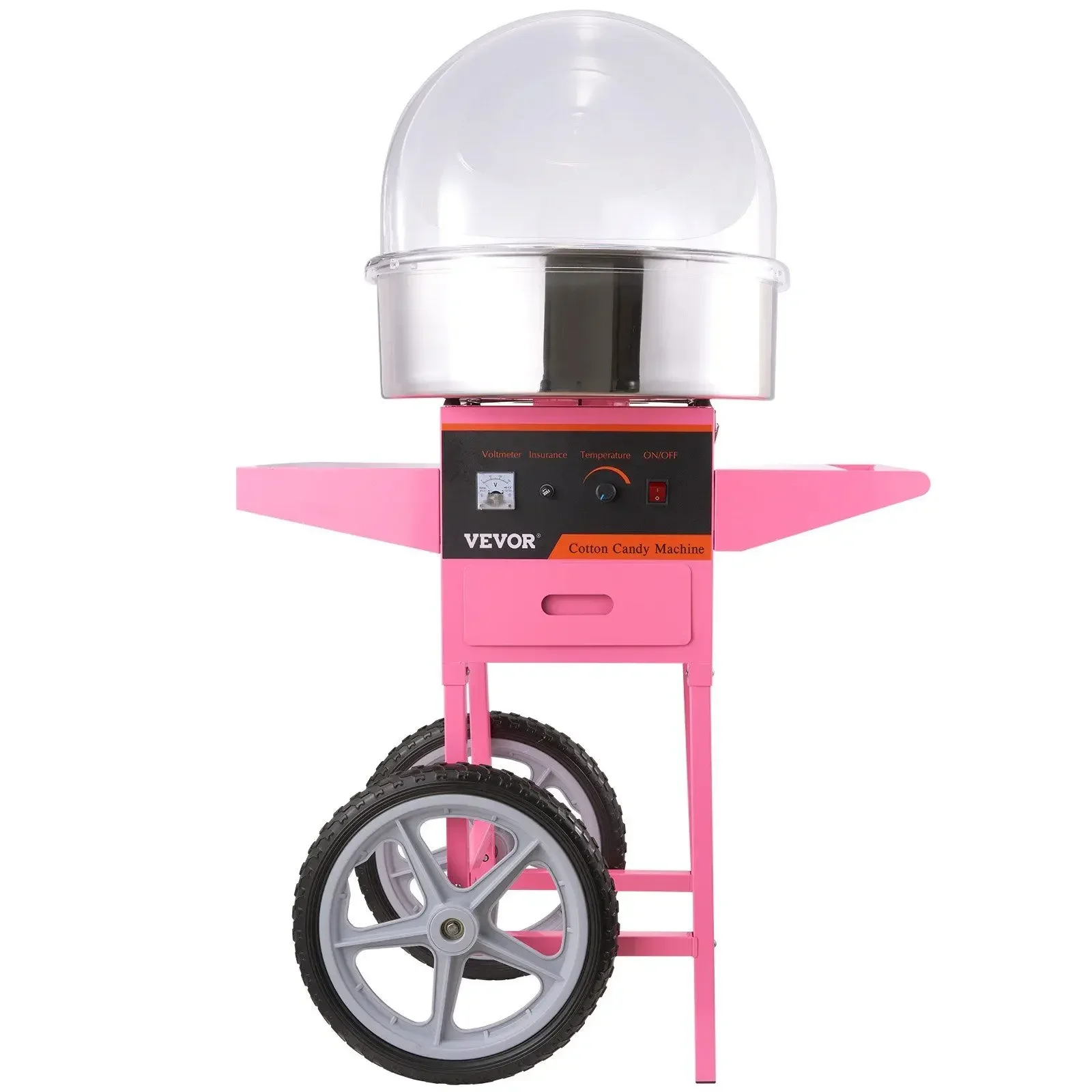 

1000W Pink Cotton Candy Machine – Commercial Cart w/ Bubble Shield & Stainless Bowl – Includes Sugar Scoop & Storage Drawer