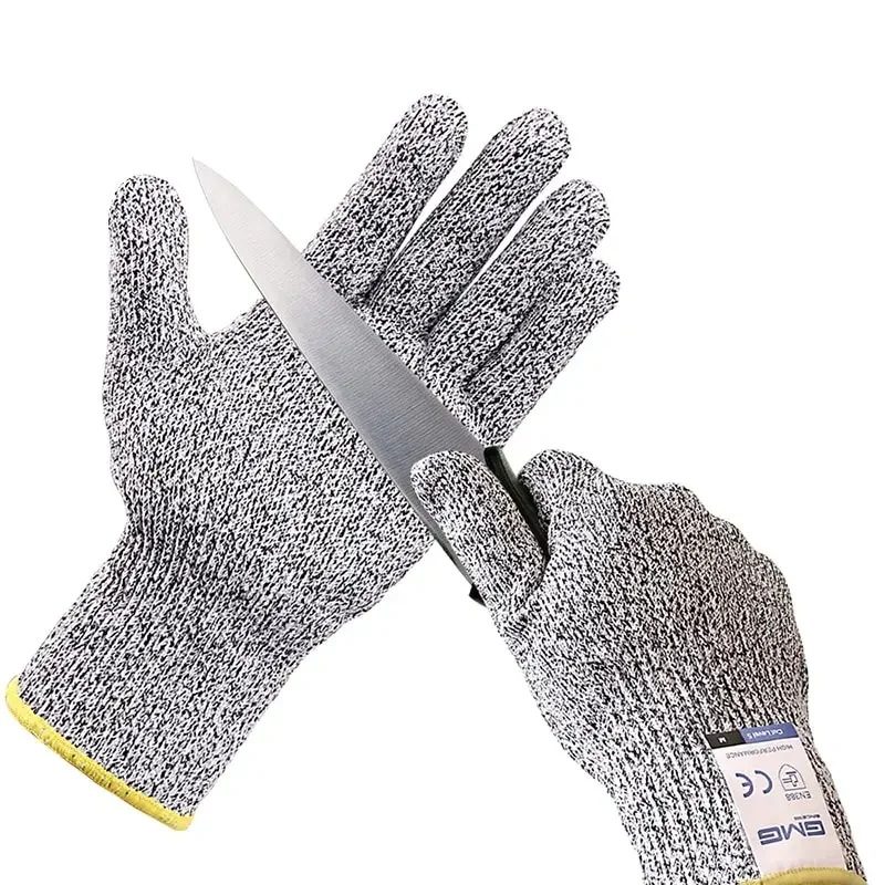 

High-Performance Cut-Resistant Safety Work Gloves - Level 5 Protection - Gray & Black - ANSI EN388 Certified