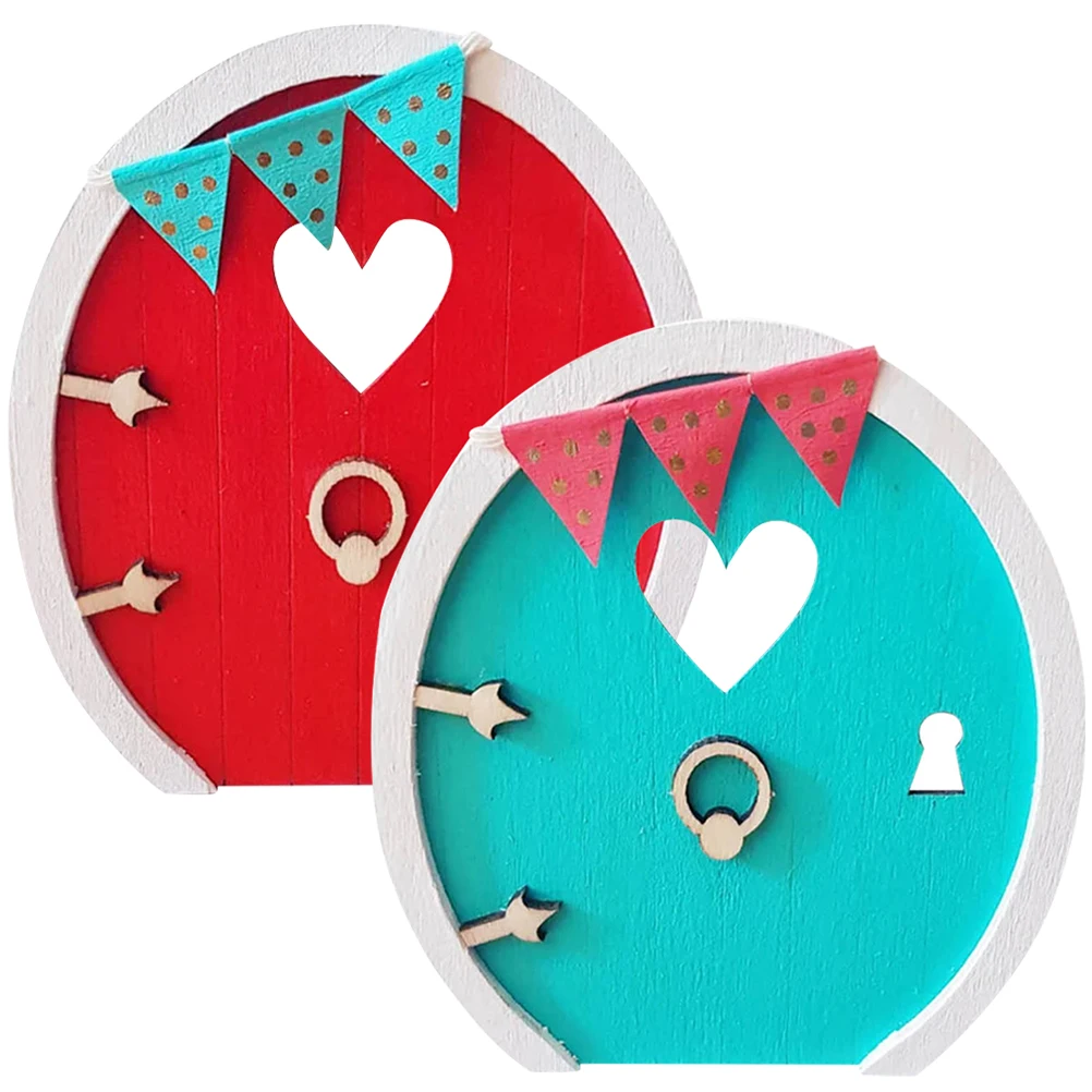 

2Pcs Mini Fairy Tale Doors Wood Decorative Garden Fairy Door for Tree Yard Courtyard Use Garden Decor for Tree