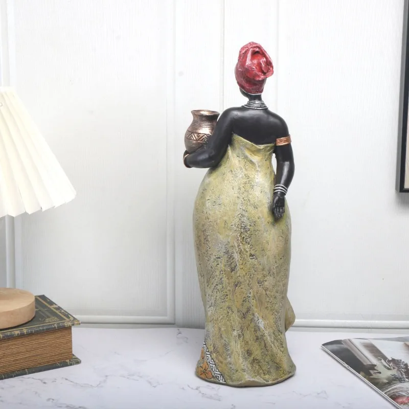 1Pcs African Tribal Women Statue - Exotic Art Resin Craft Statue for Home Decoration - Unique Art Gift