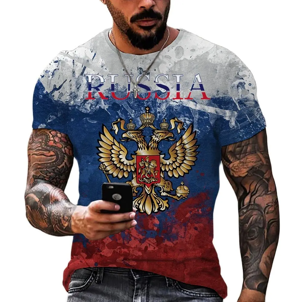 New Fashion Russia Flag 3d Print t-shirt da uomo Russia Bear manica corta abbigliamento da uomo Streetwear oversize Top muslimah