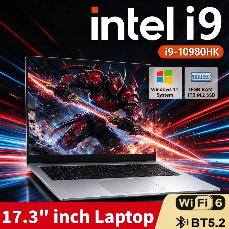 17.3'' Laptop PC Intel Core I9-10980HK Windows 11 32GB RAM 2TB SSD Fingerprint Unlock Multifunctional Notebook For Work Game