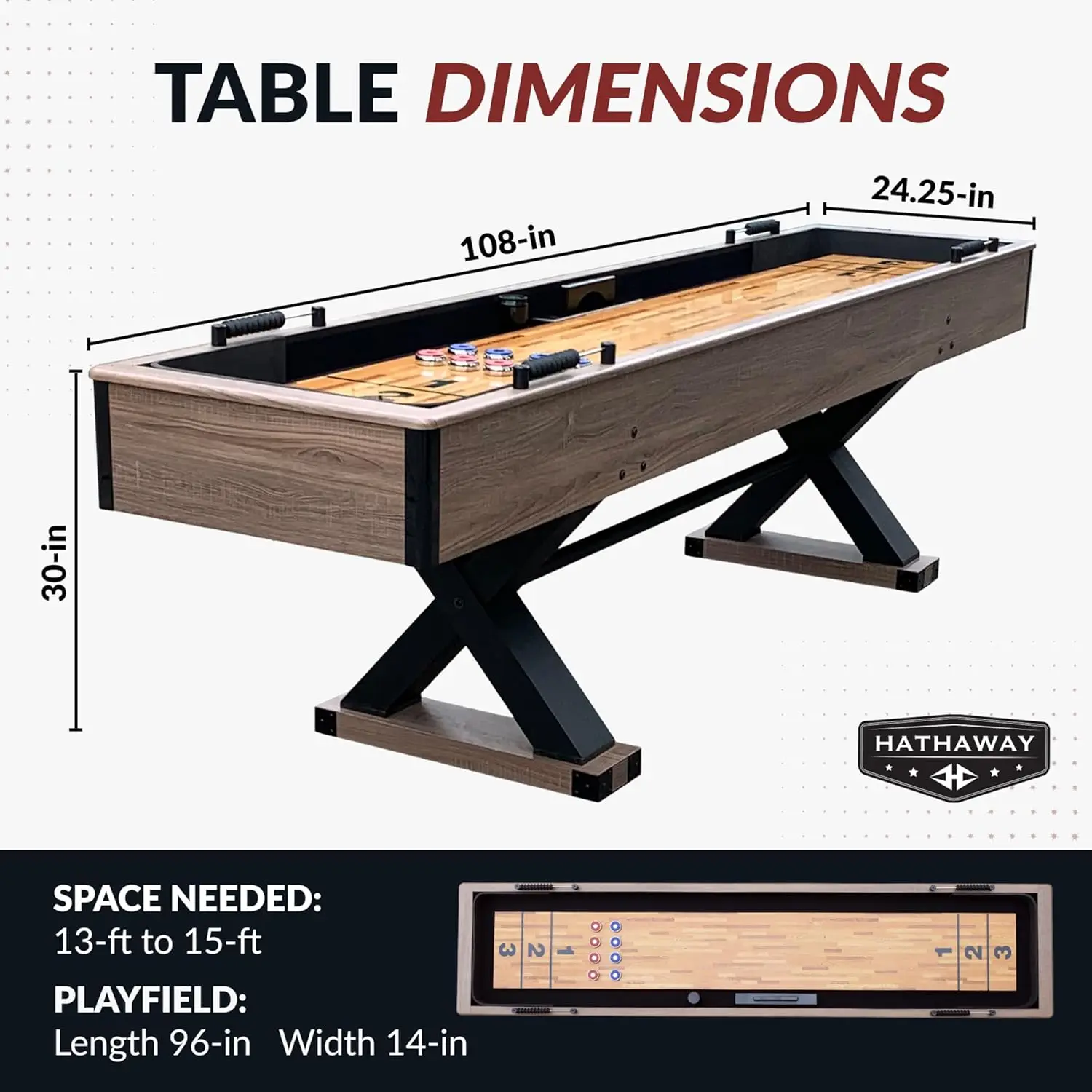 9-Ft Table for Great for Family Recreation Game Rooms, Designed with a Rustic Driftwood Finish w