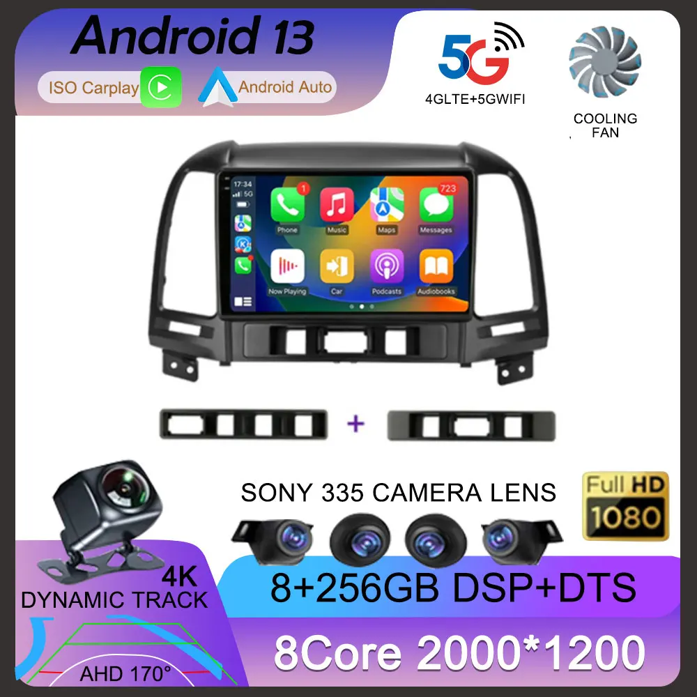 

Android 13 Auto Radio For Hyundai Santa Fe 2 2006-2012 Carplay 4G Car Multimedia Player GPS Navigation 2 Din Autoradio Stereo BT