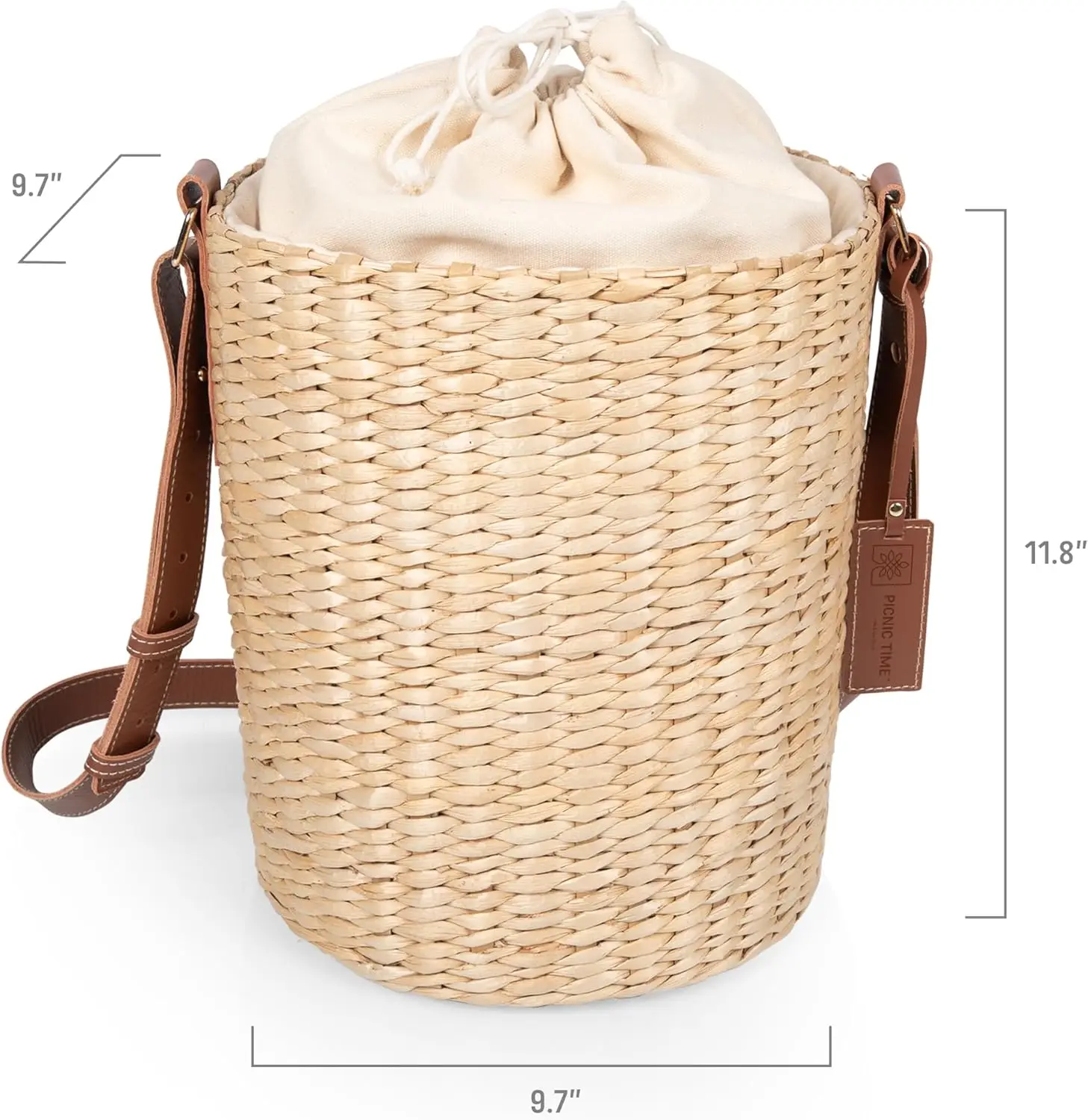 Palermo Rush Bolsa tipo cubo con aislamiento y correas de cuero, bolsa de playa aislada, bolsa de picnic, (lona beige)