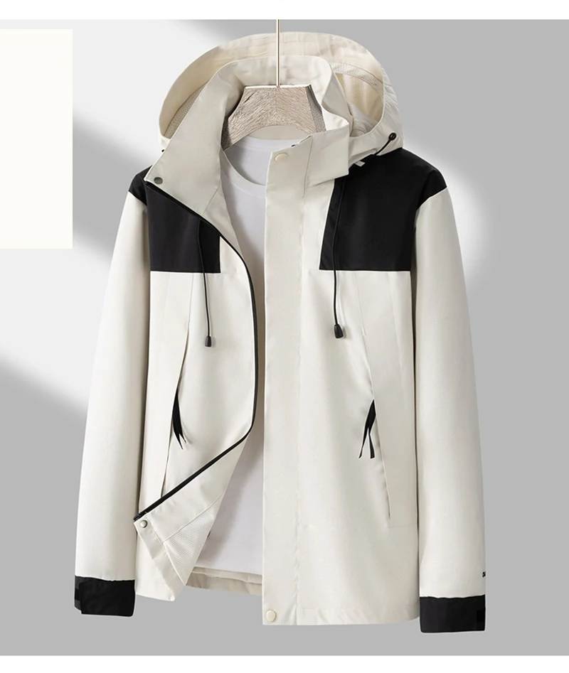 سترة تزلج نسائية مقاومة للماء للجنسين في الهواء الطلق بطبقة واحدة سترة واقية جبلية معطف واق من المطر معطف قبعة قابل للفصل