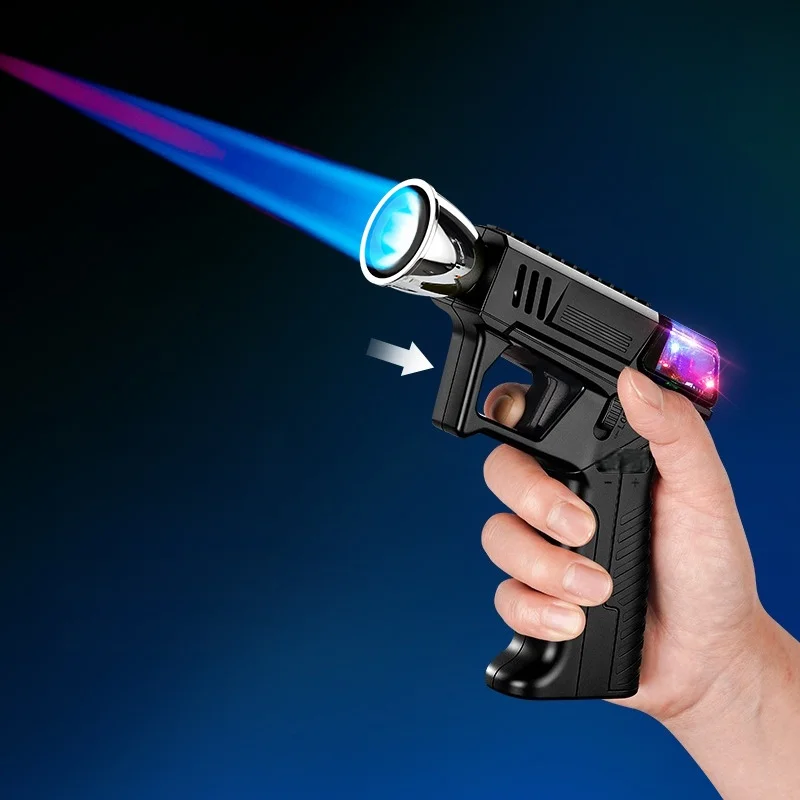 Charging Color Light Wide Flame Thickened Straight-shooting High-temperature Outdoor Blowtorch Welding Torch Gas Windproof