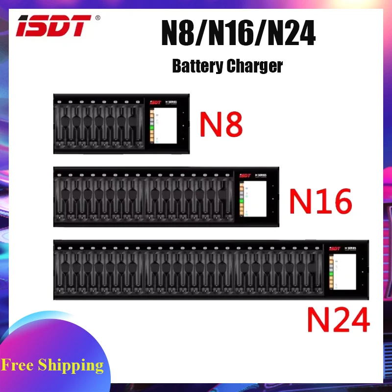 

Зарядное устройство ISDT N8 N16 N24 5-12В для аккумуляторов AA AAA, интеллектуальное зарядное устройство постоянного тока для Li-Ion, LiHv, Ni-MH, Ni-Cd, LiFePO4.