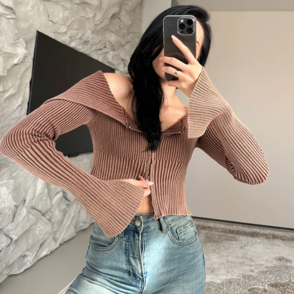 

Женский элегантный кардиган Talenza: модный, с контрастными вставками, на молнии, в рубчик, с лацканами, приталенный, повседневный, для работы, новый женский кардиган