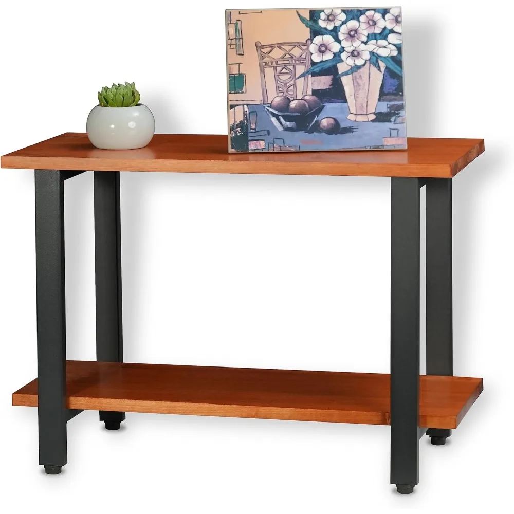 

2-Tier Bookshelf, USA Grown Solid Poplar Hardwood Sofa Table, Display Shelf, Industrial Bookshelf, Narrow Console Table for Ent