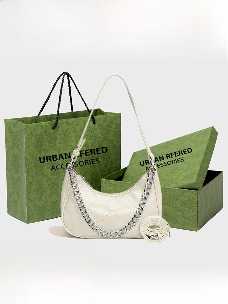 URBAN RFERED French Sle Silver Chain Underarm Bag Women's Faion Summer New Crossbody Bag Soft Synthetic Leather Handbag