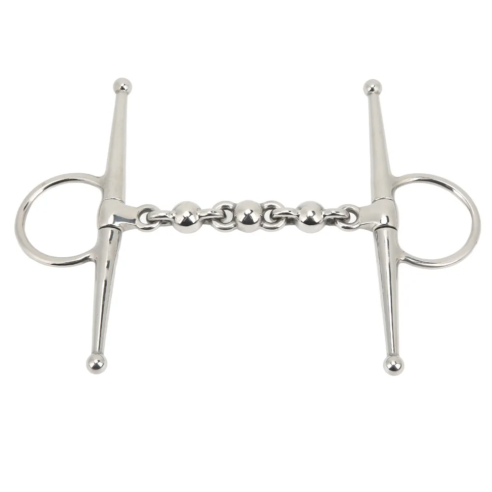 Stainless Steel Full Cheek Snaffle Bit Ball Chain Design Smooth Surface Horse Mouth Bit Durable Portable Horse Riding Equipment
