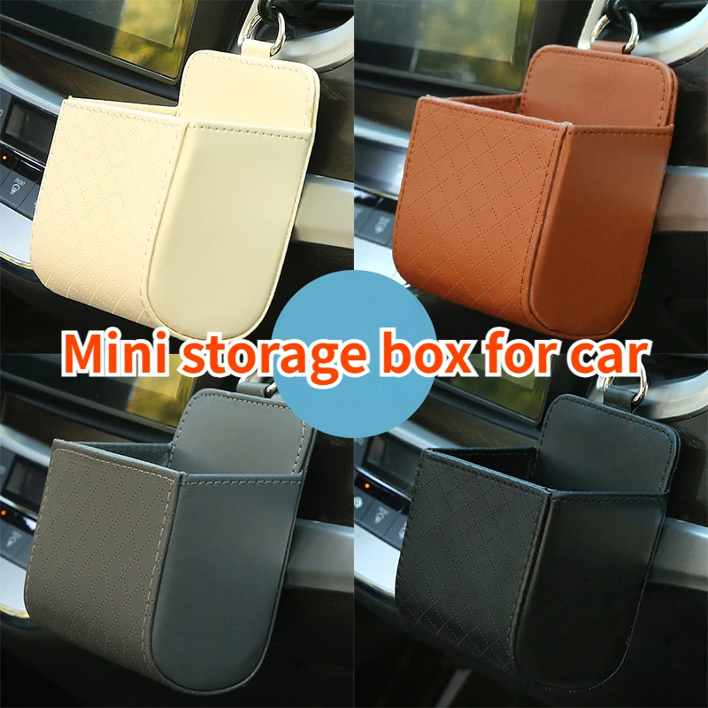 

1pc Car Storage Bag Car Air Outlet Debris Bag For Mobile Phone Key Sunglasses Vent Dashboard Tidy Hanging Leather Organizer Box