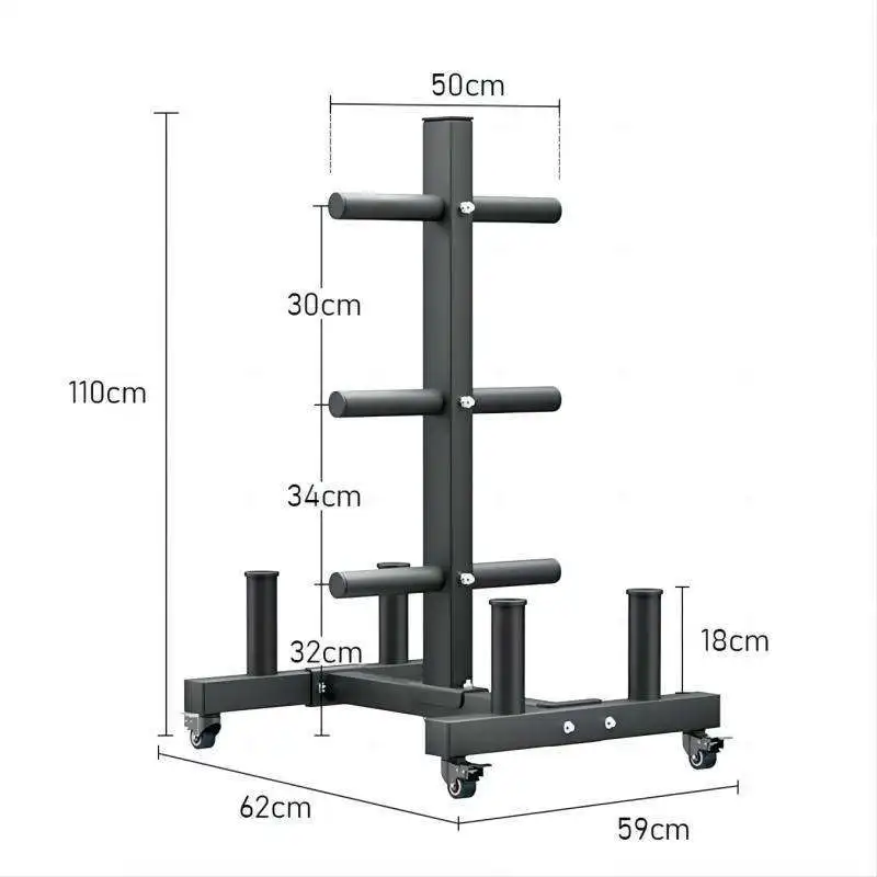 Movable Metal Weight Plate Rack Heavy Duty Bumper Plate Rack For 1 2Inch Plates 2 Barbell Holders Storage Locking Wheels