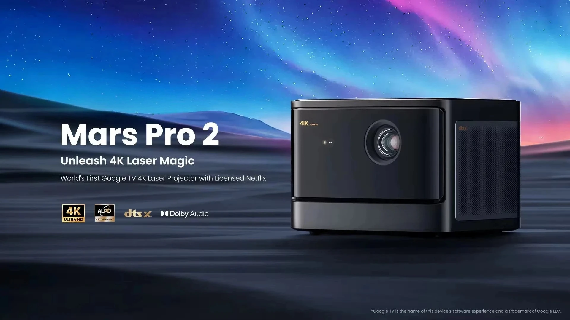 Mars Pro 2 DBOX02 Projector, 2450 ISO Lumen 4K, Android TV 11.0 Dolby, Support 8K Video