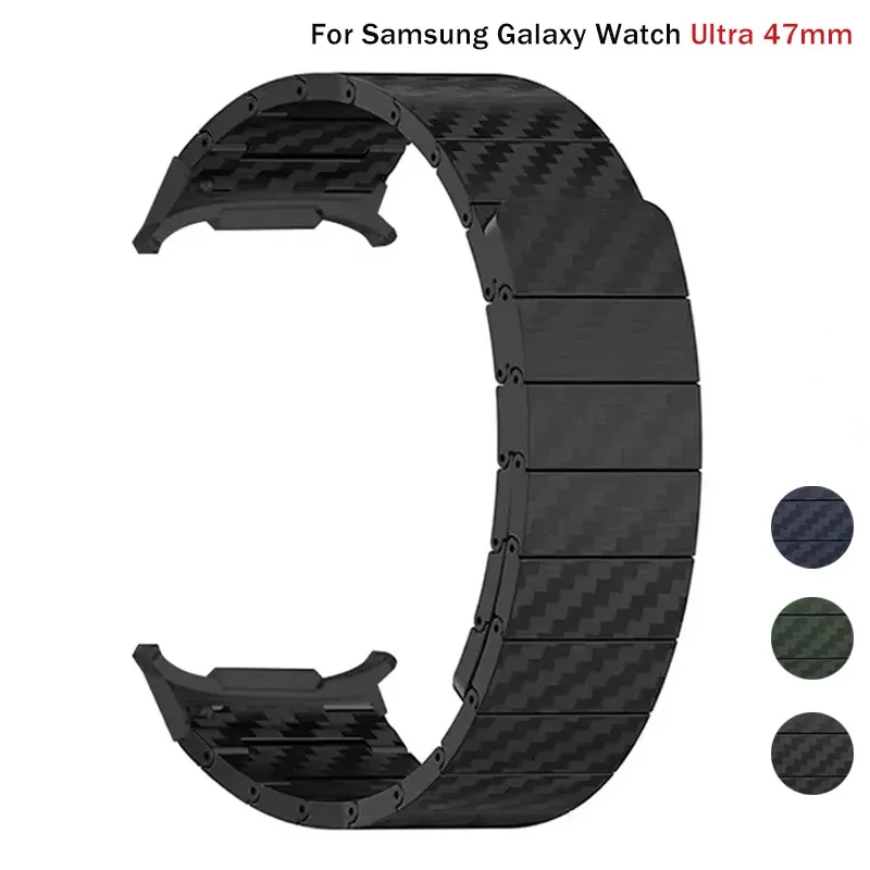 Lightweight Carbon Fiber Texture Magnetic Watch Band Strap Compatible for Samsung Galaxy Watch Ultra 47mm Smartwatch