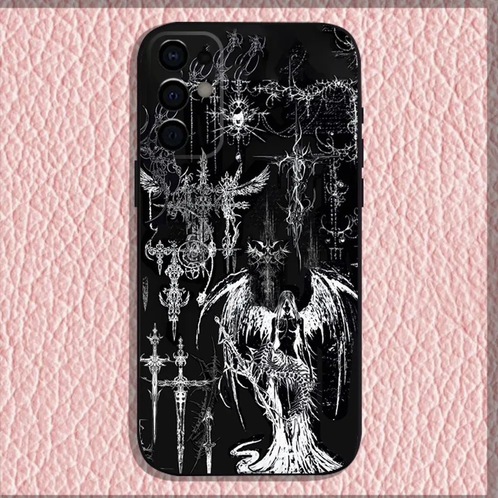 Cyber Sigil Cross line Phone Case For Samsung S25,S24,S21,S22,S23,S30,Ultra,S20,Plus,Fe,Lite,Note,10,9,5G Black Soft Shell