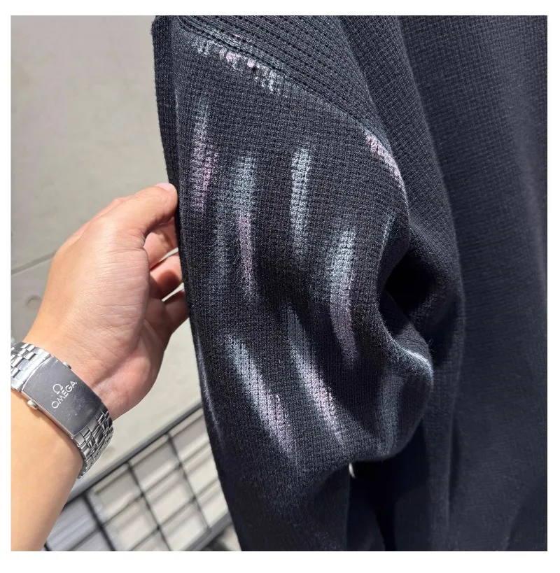 Stand Collar Zipper Black Sweater Men's Autumn Winter Pullover Jacket Inner Wear Trendy Youth Half Turtleneck Knitwear