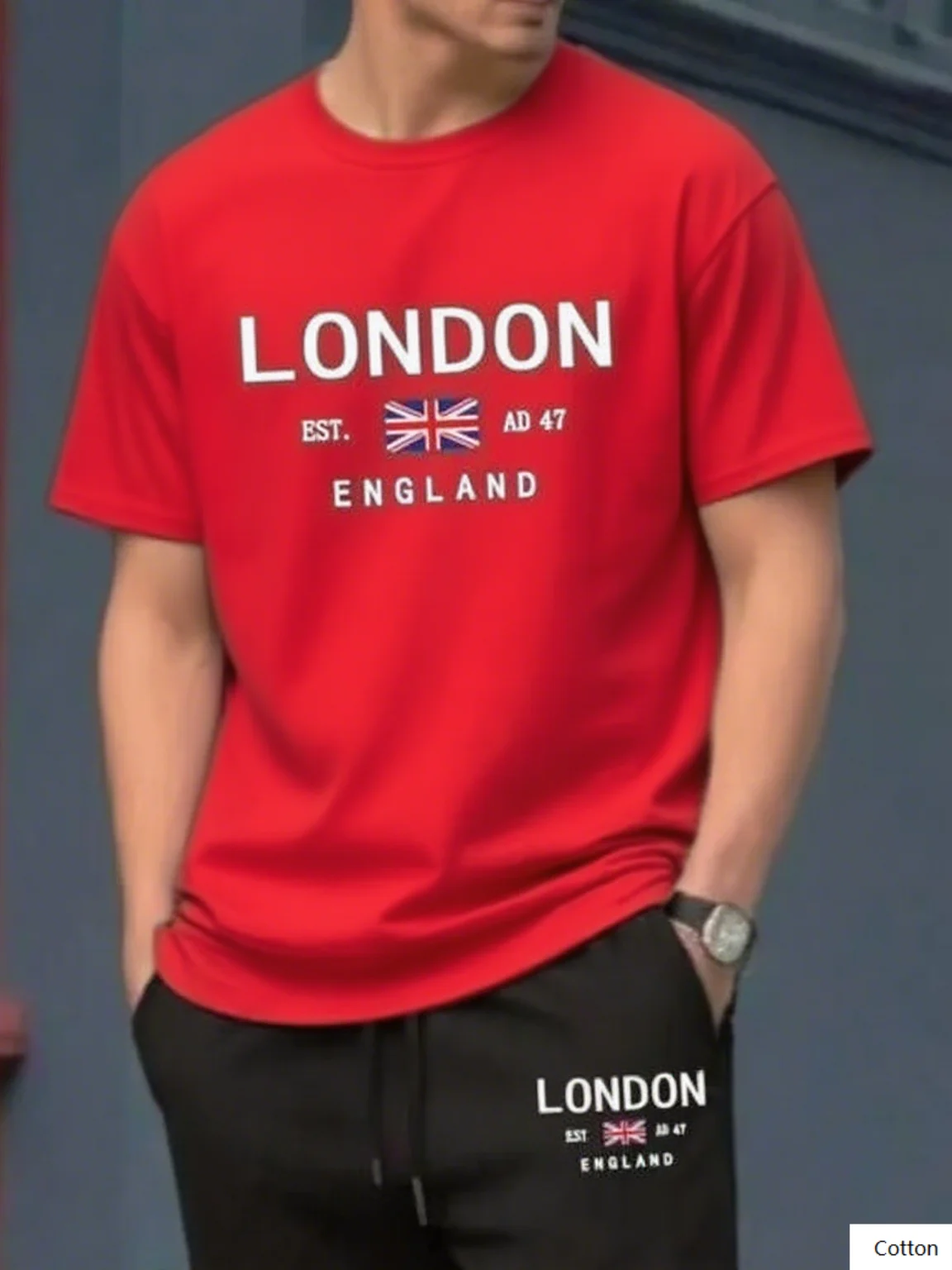 تي شيرت قطني ناعم مع نمط London England Est AD 47 يجب اقتناؤه لأولئك الذين يحبون المدن البريطانية وتاريخهم الغنيين
